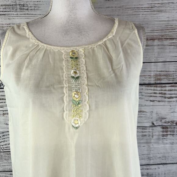Vintage Katz 2pc Nightgown House Coat Robe Set sz Small Yellow Floral Embroidery - Picture 13 of 16